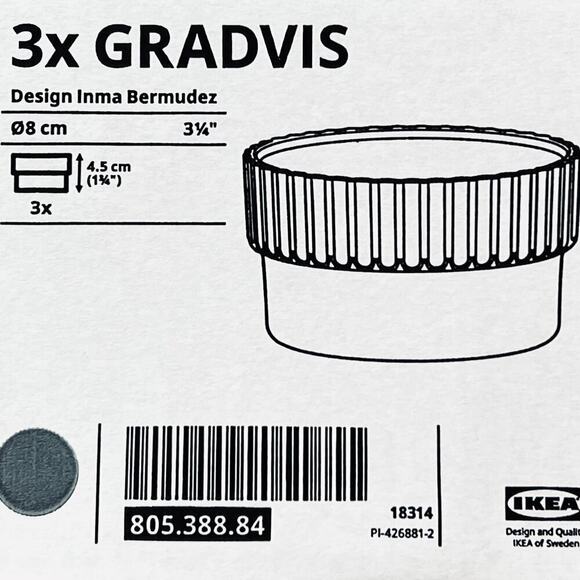 IKEA GRADVIS Set of (3) Gray Tealight Holders 3 3/ x 1 ¾ " - Picture 2 of 4